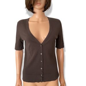 Loft cotton button down short sleeve cardigan